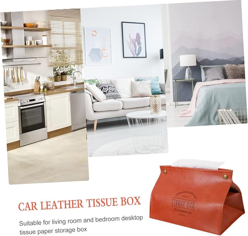 حامل علبة المناديل الجلدية الناعمة من جارفالون للمنزل والسيارة، حاوية تخزين المناديل السوداء - Image 5